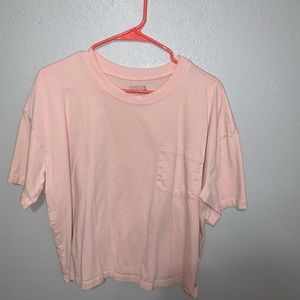 pink cropped t shirt